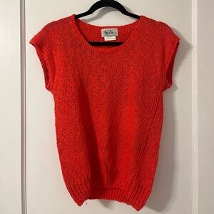 Vintage 1970s Red Knit Sleeveless Sweater | Hong Kong Made | Retro Shell Top